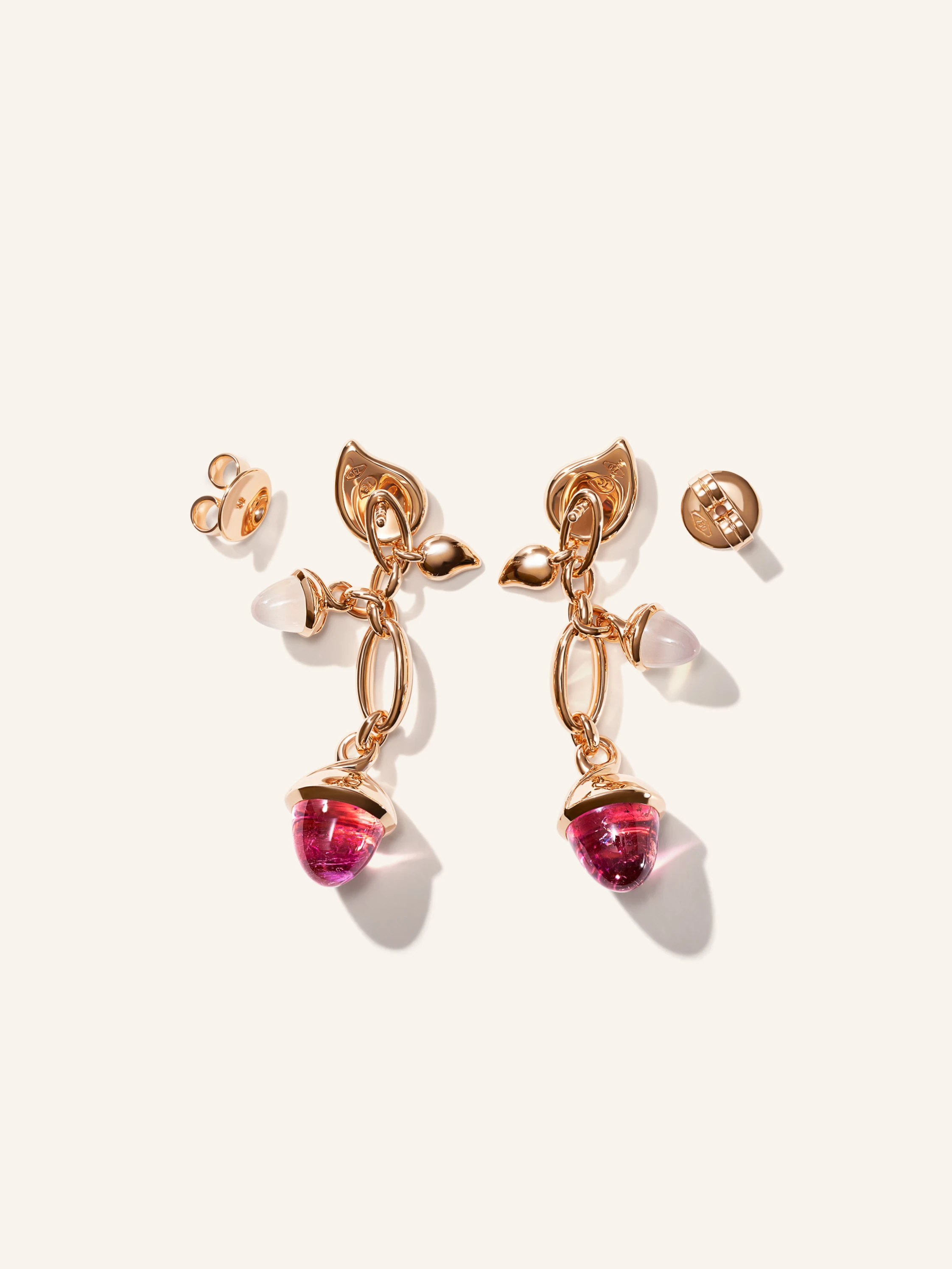 TAMARA COMOLLI Ohrringe OHRRINGE MIKADO DANGLING 2 ACORNS - 'BLUSH' 18K Roségold