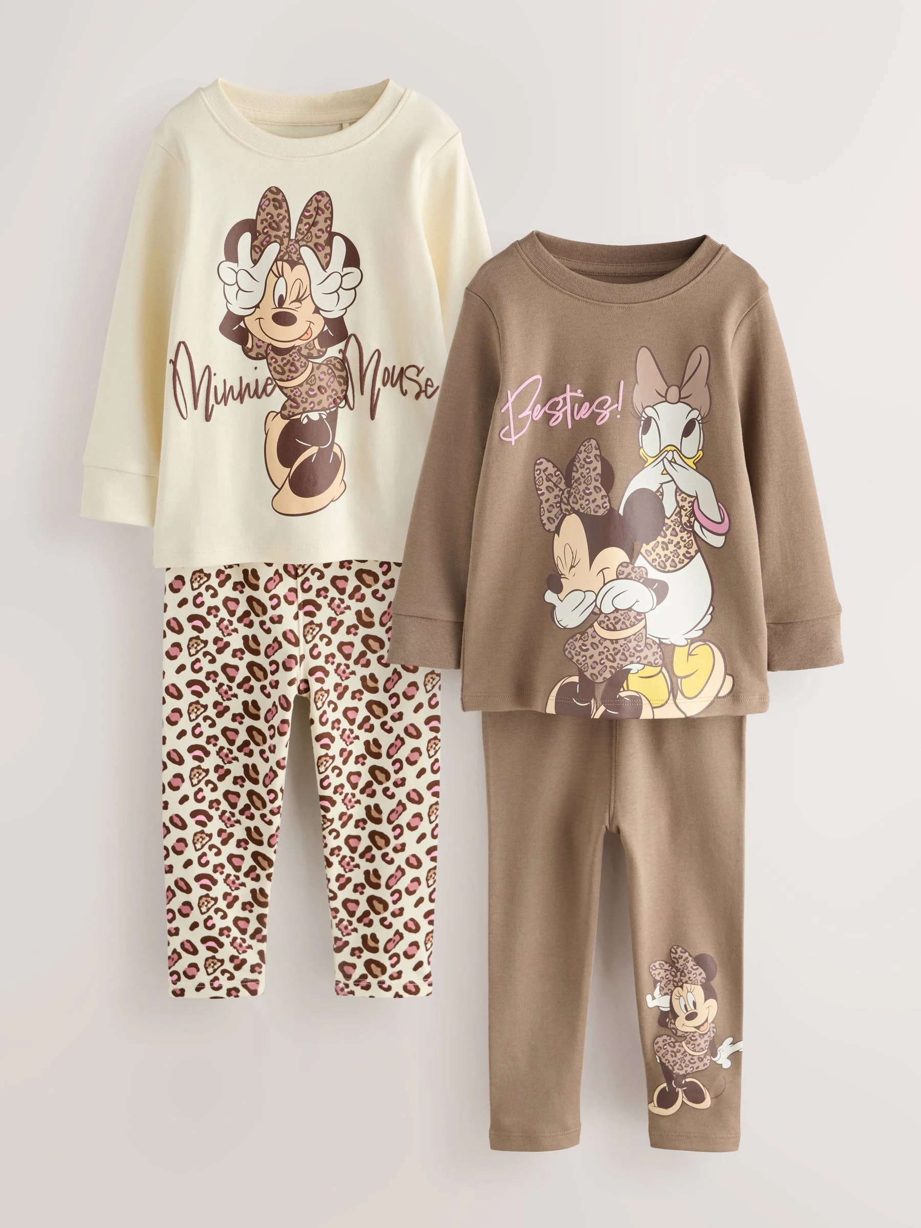 Ecru/bruin - Minnie Mouse knusse pyjama's verpakking van 2 (9mnd -12jr)