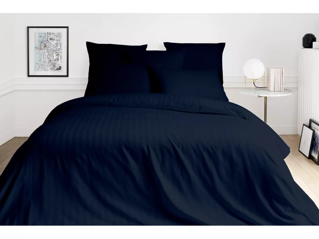 Lot de 2 taies d'oreiller en satin 92 fils/cm² - 63 x 63 cm - Bleu -ABILY de PALACIO