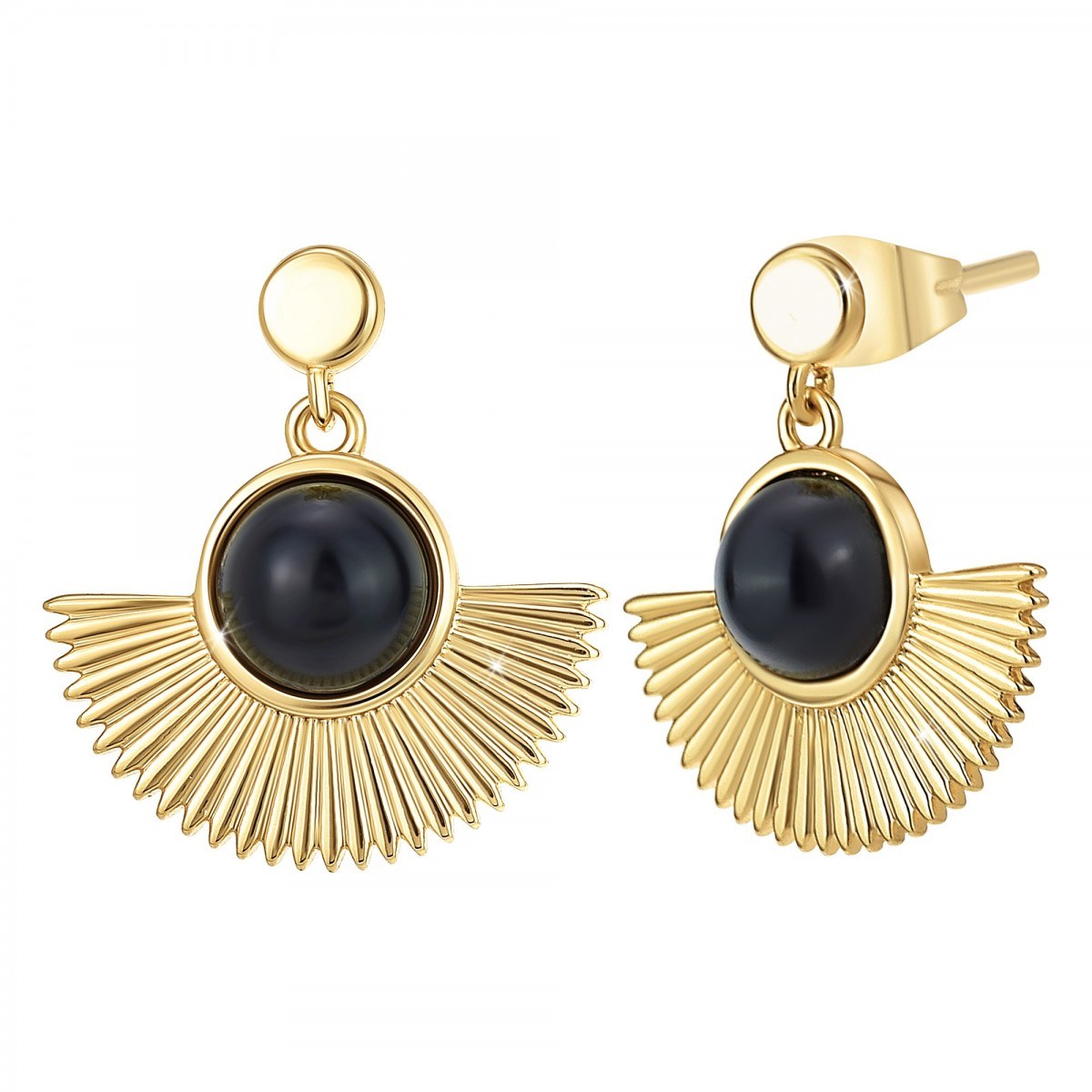 Boucles d'oreilles par SC Bohème ornées d'obsidiennes