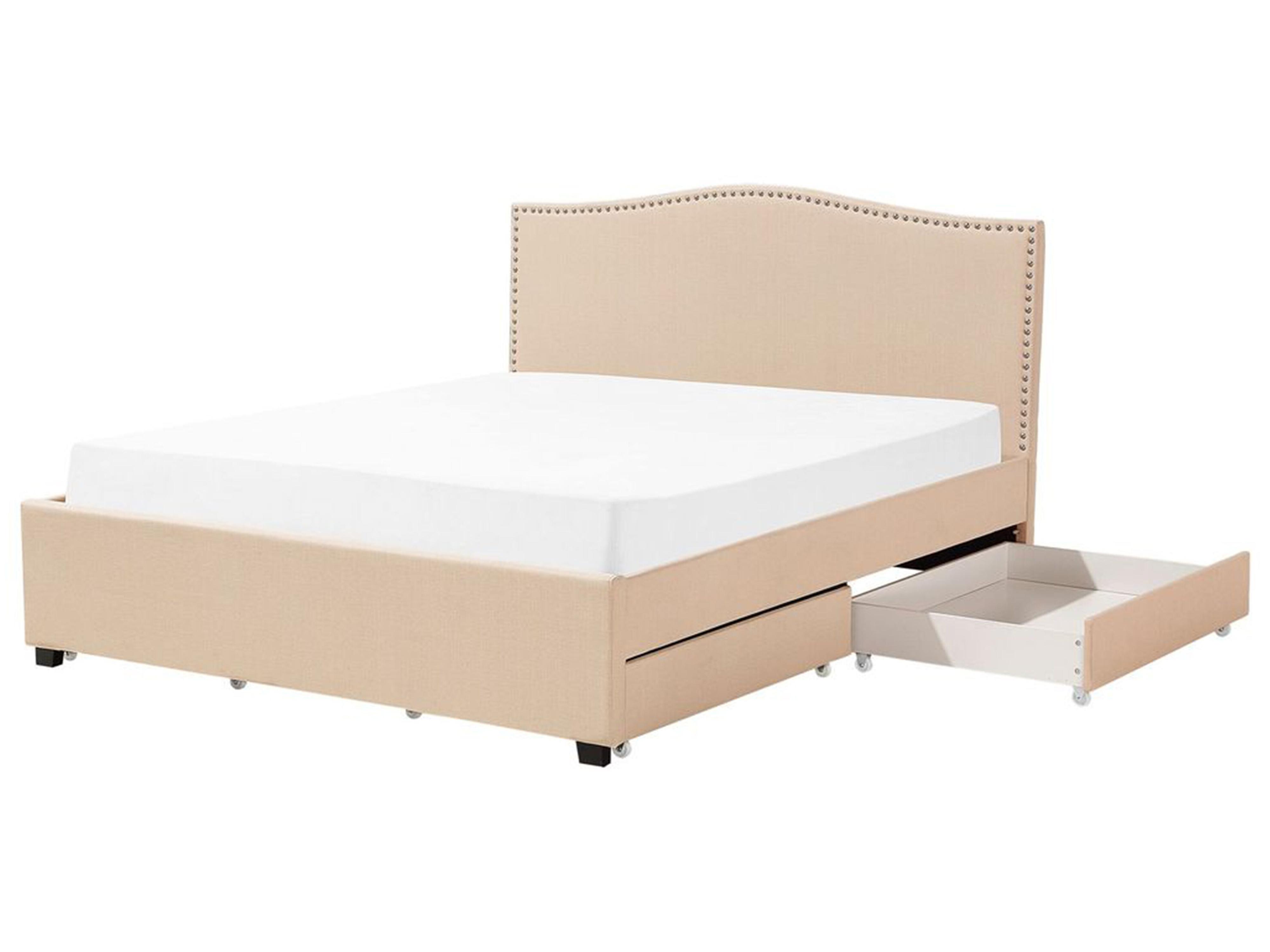 Bed met opbergladen Stof MONTPELLIER 180 x 200 cm Beige