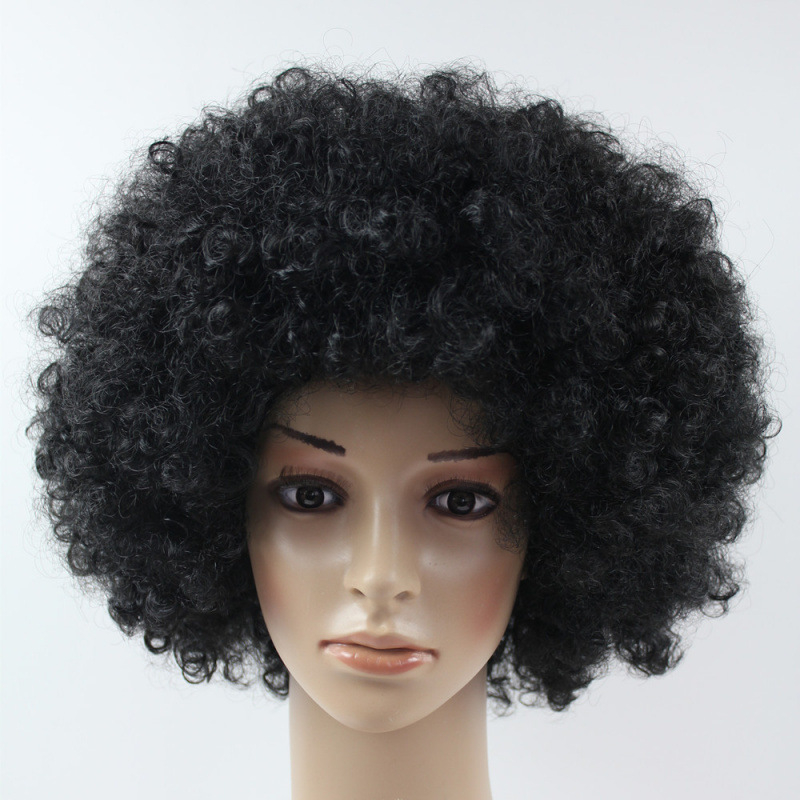 Afro Perücke mit Locken Fasnacht Kostüm Zubehör Motto Party / Halloween Accessoire - Schwarz