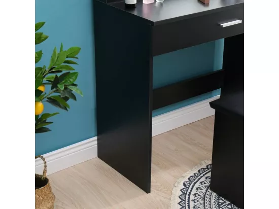Coiffeuse table de maquillage noire tabouret miroir LED TIGER LILY