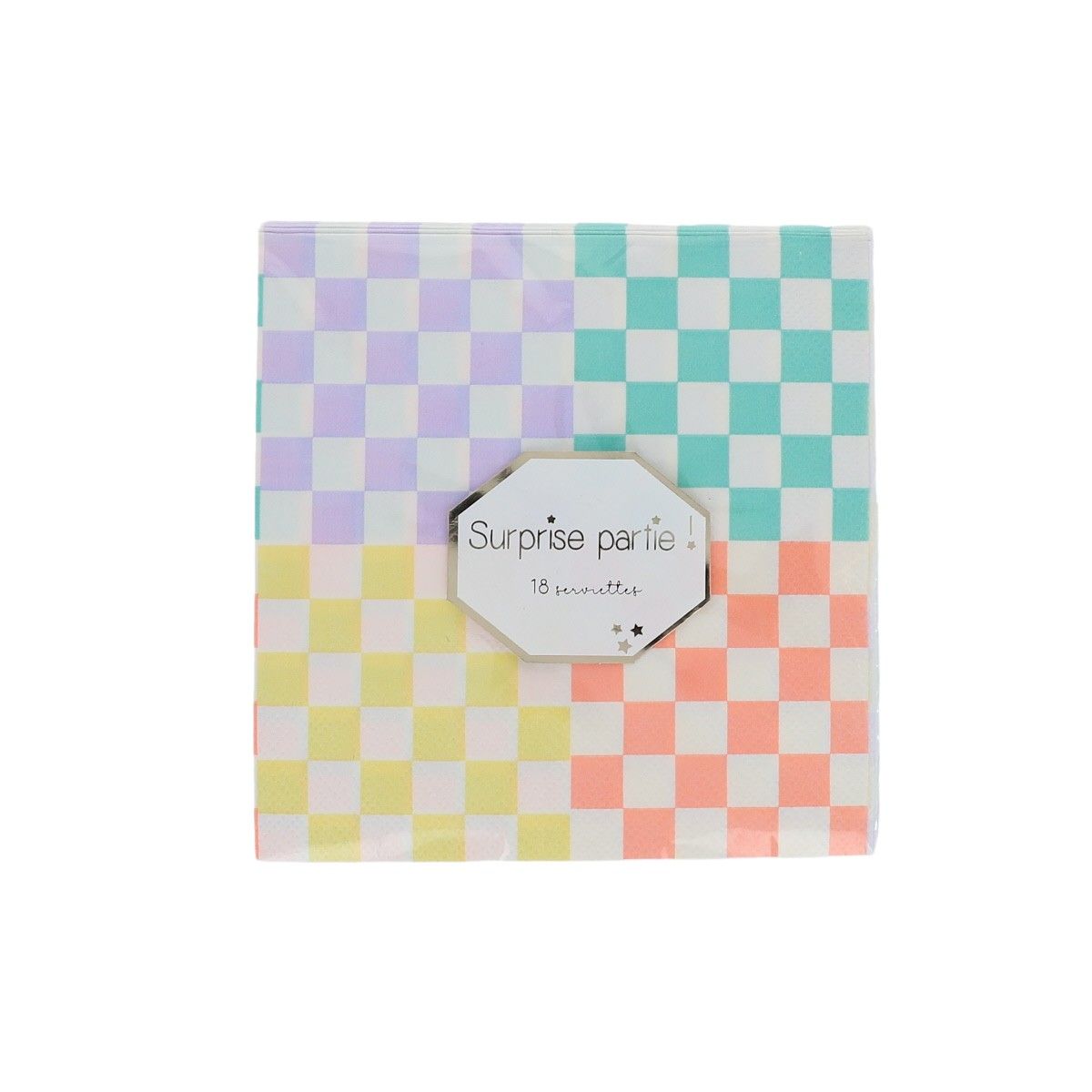 Lot de 18 serviettes damiers Dinosaures Surprise Partie !