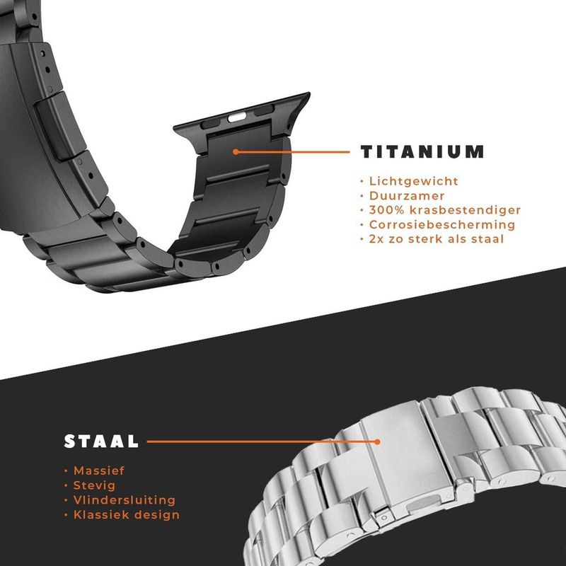 Apple - Watch - Titanium Grain Band - Zwart