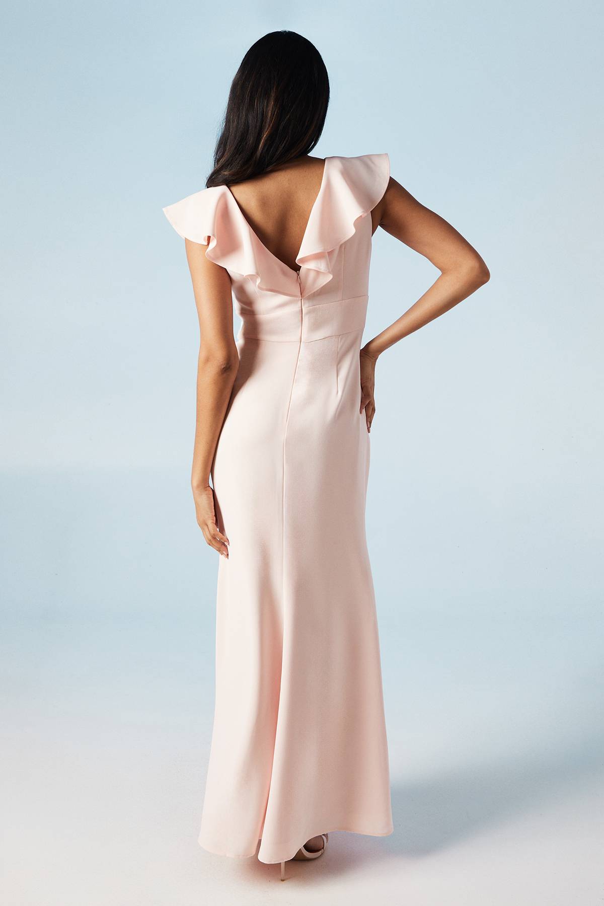 Coast Robe de Demoiselle d'Honneur en Crêpe à Col V avec Détail d'Épaule