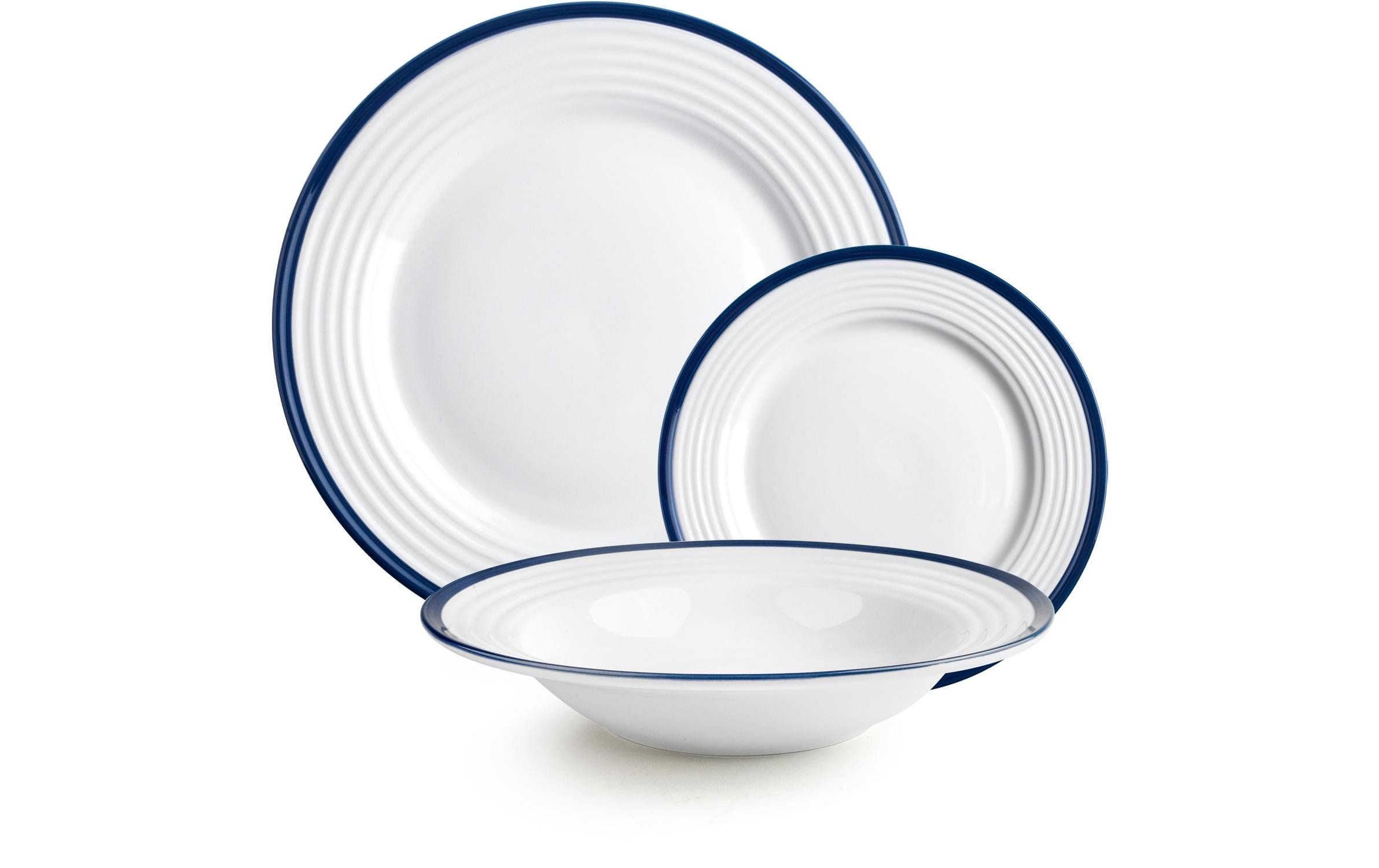 Teller-Set Provence 27.1-22.8-19.5 cm 12 Stück, Blau/WeissFür den täglichen Gebrauch geeignet