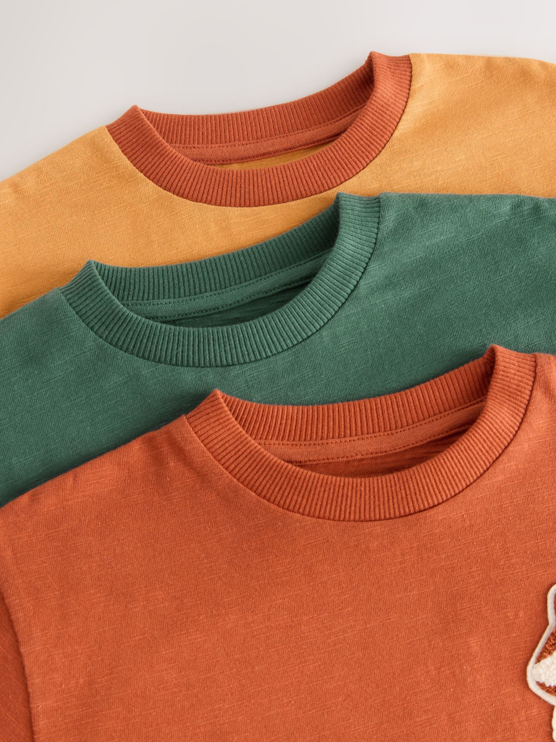 Ochre Yellow Woodland - Set van 3 T-shirts met lange mouwen en applicatie (3mnd-7jr)