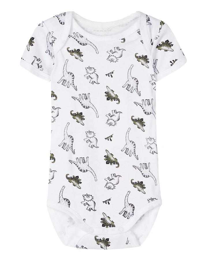 Kurzarm-Body NBFBODY – DINO 3er-Pack in green/weiß