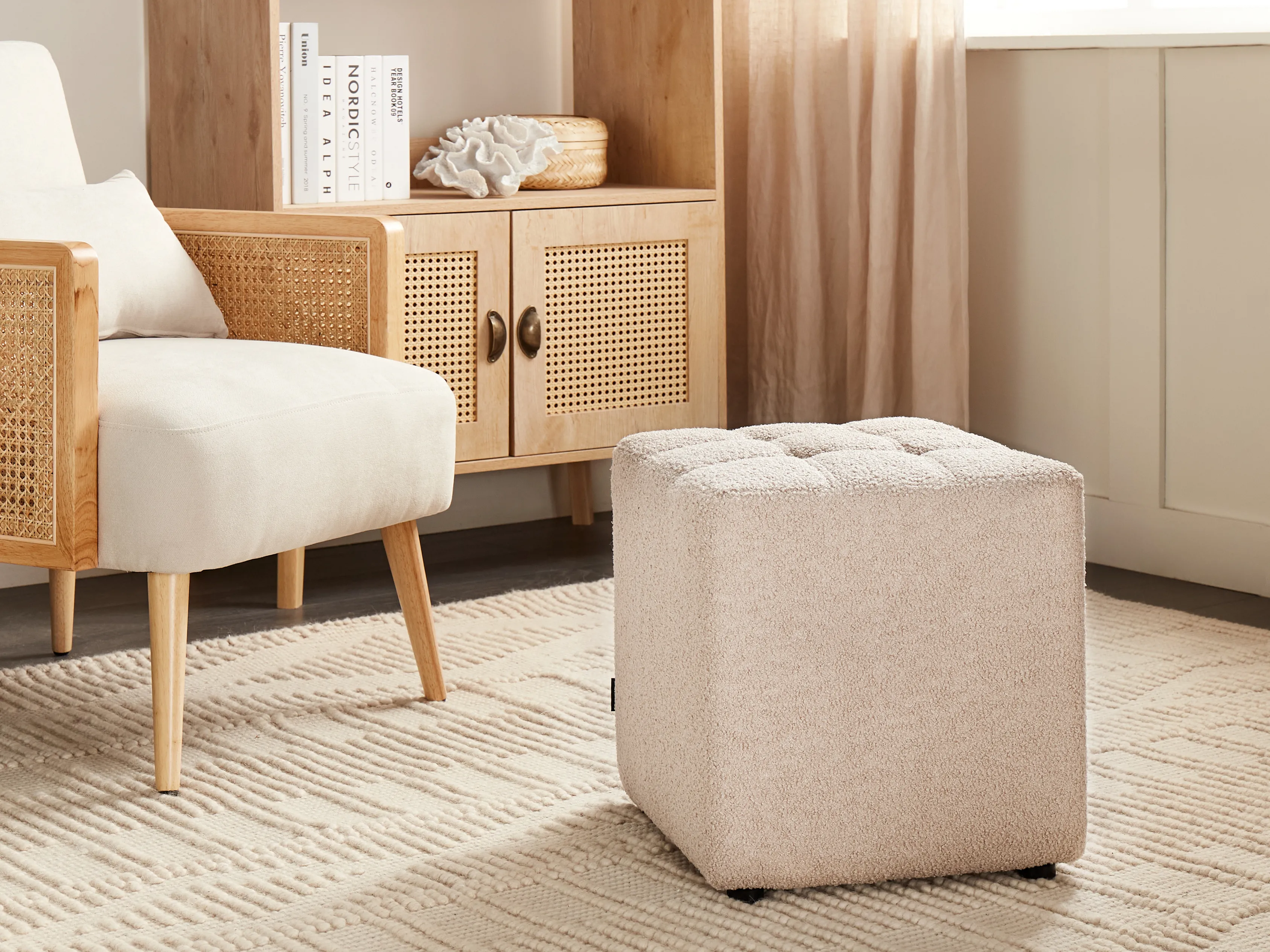 Poef KANSAS Bouclé Beige