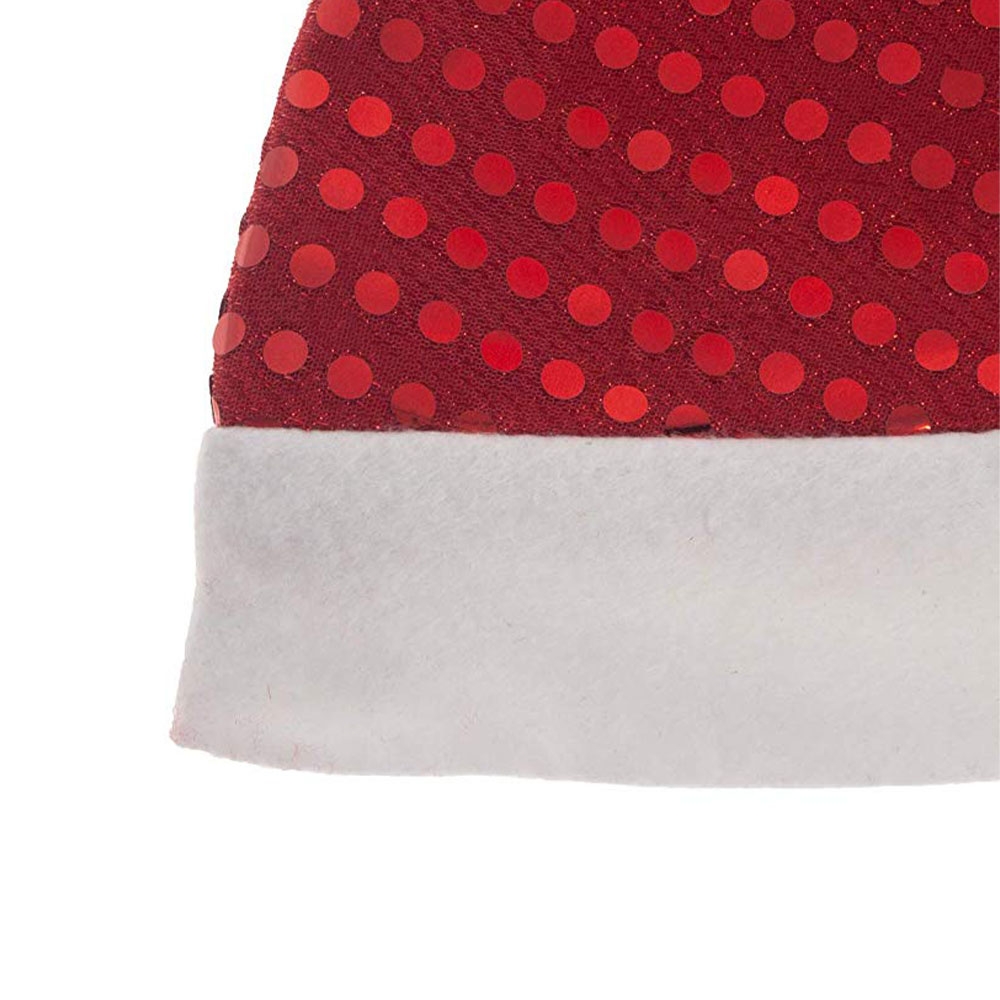 Christmas Santa Claus Nikolausmütze Weihnachtsmütze Pailletten - Rot / Weiss