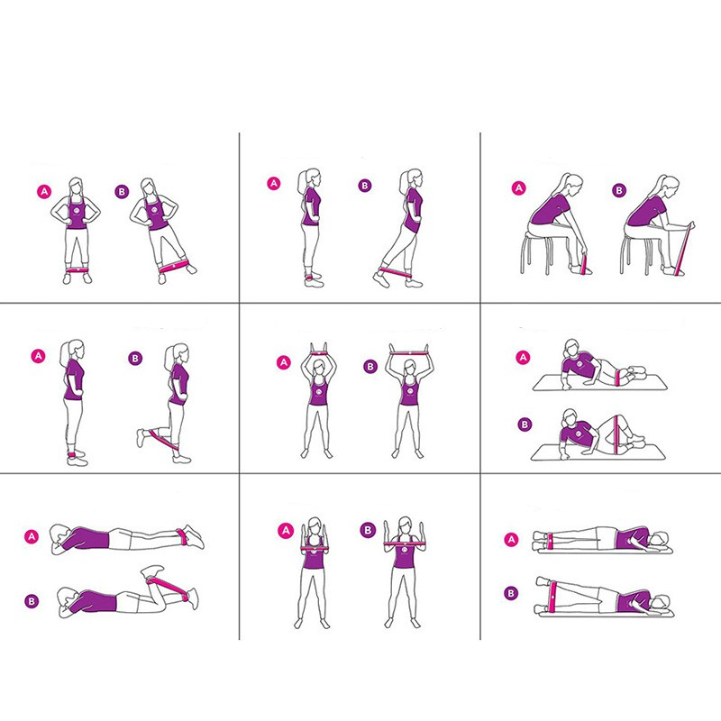 (5er Set) Gummi Fitness Übungsbänder / Widerstandsbänder / Gymnastikbänder für Training / Yoga / Pilates - Pink