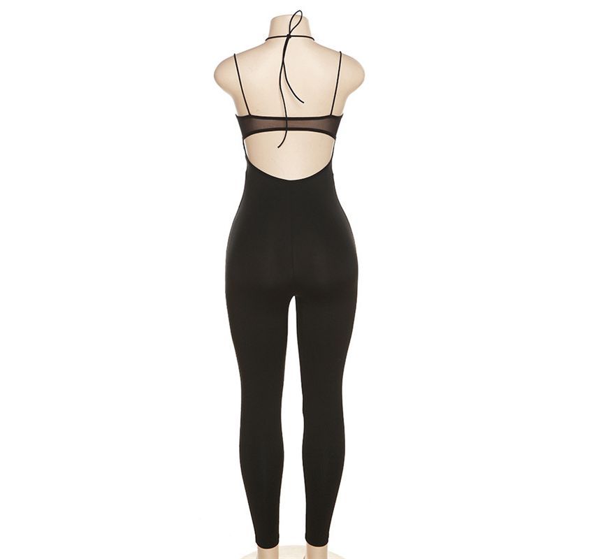 Oonnukal - Spaghettibandjes Skinny Jumpsuit met Uitsnijdingen