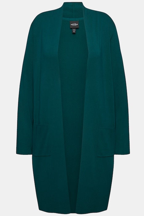 Strickjacke, lange, offene Form, weicher Feinstrick