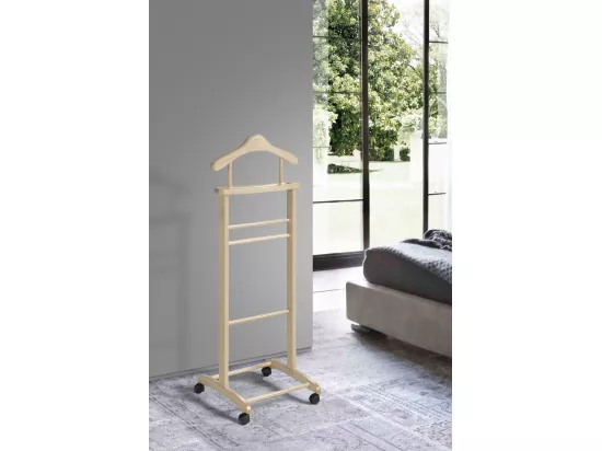 Valet de nuit à roulettes - H110cm x L45cm x P34cm - hêtre massif chêne clair - Lyon
