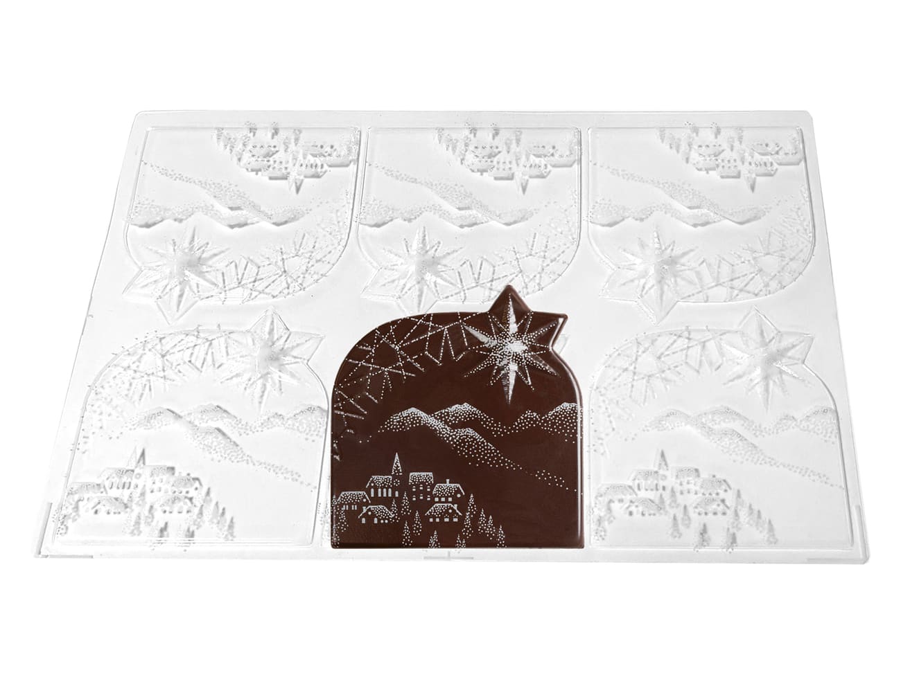 Moule pour embout de bûche - design paysage neigeux pré imprimé - Florensuc