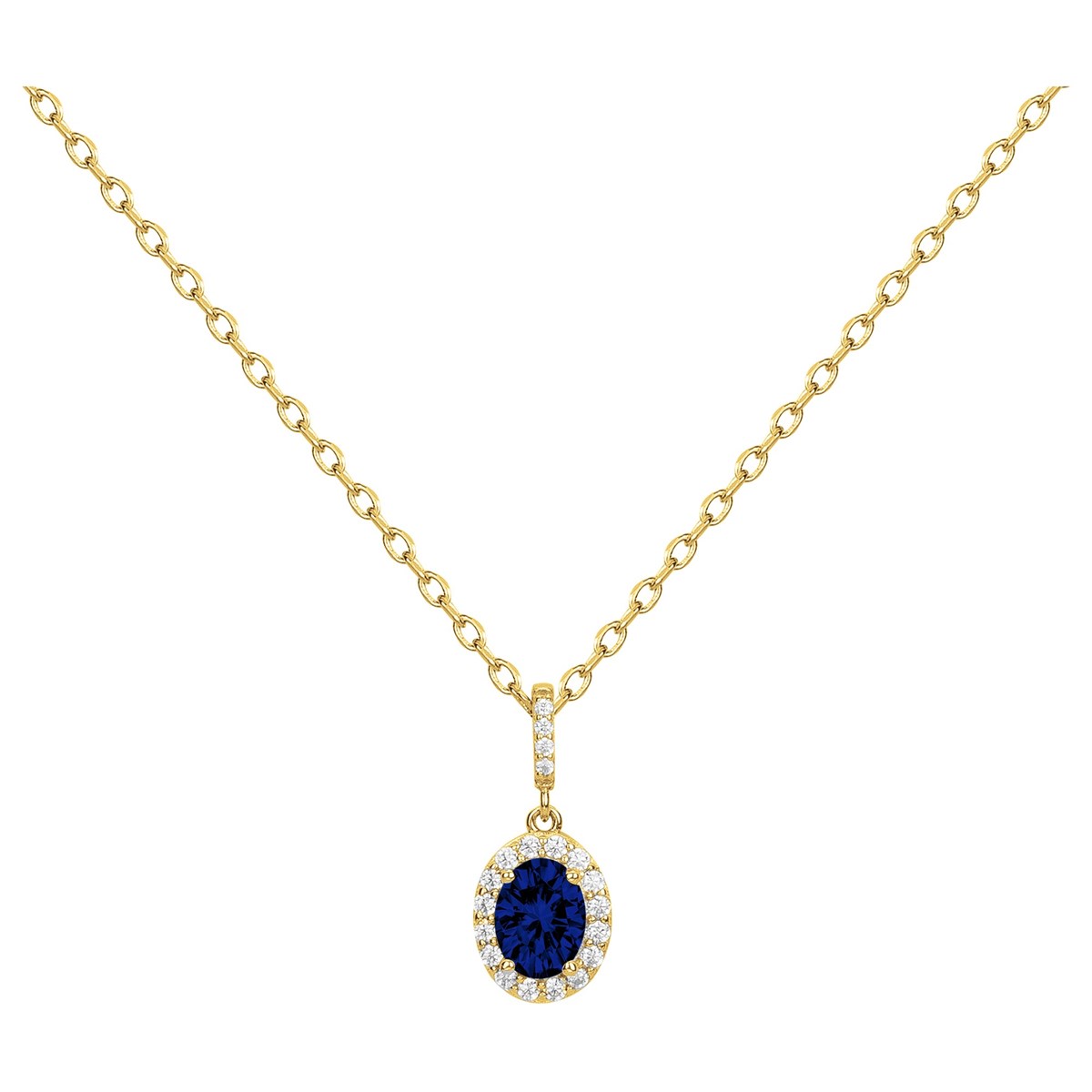 Collier mono-motif en Plaqué Or avec spinelle bleu saphir