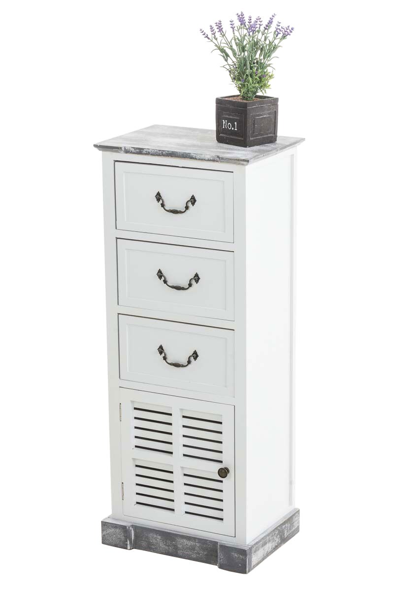 CLP Schubladenkommode PARANA im Landhausstil IHolzkommode mit drei Schubladen und einer Tür I Highboard im Landhausstil