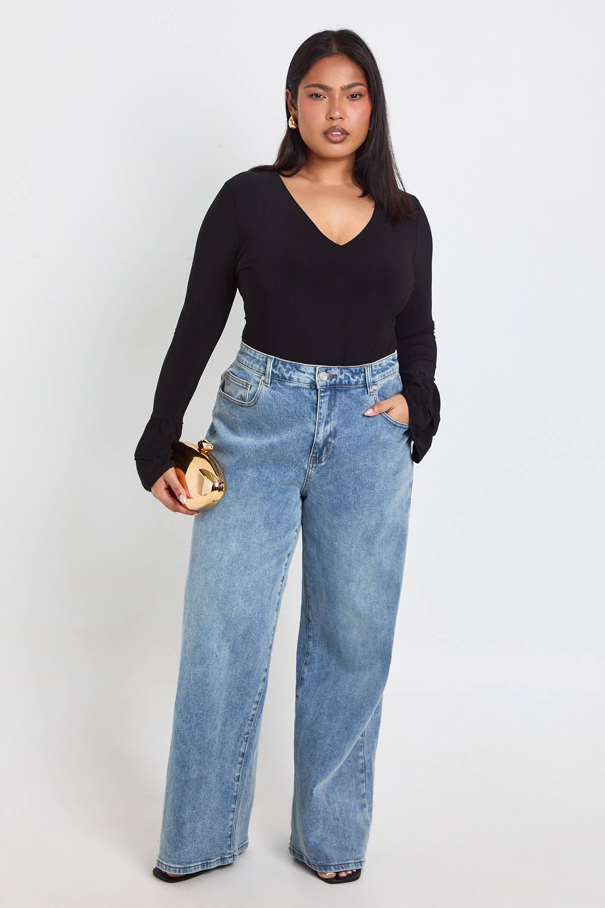 boohoo Body Grande Taille À Manches Longues Avec Poignets À Volants