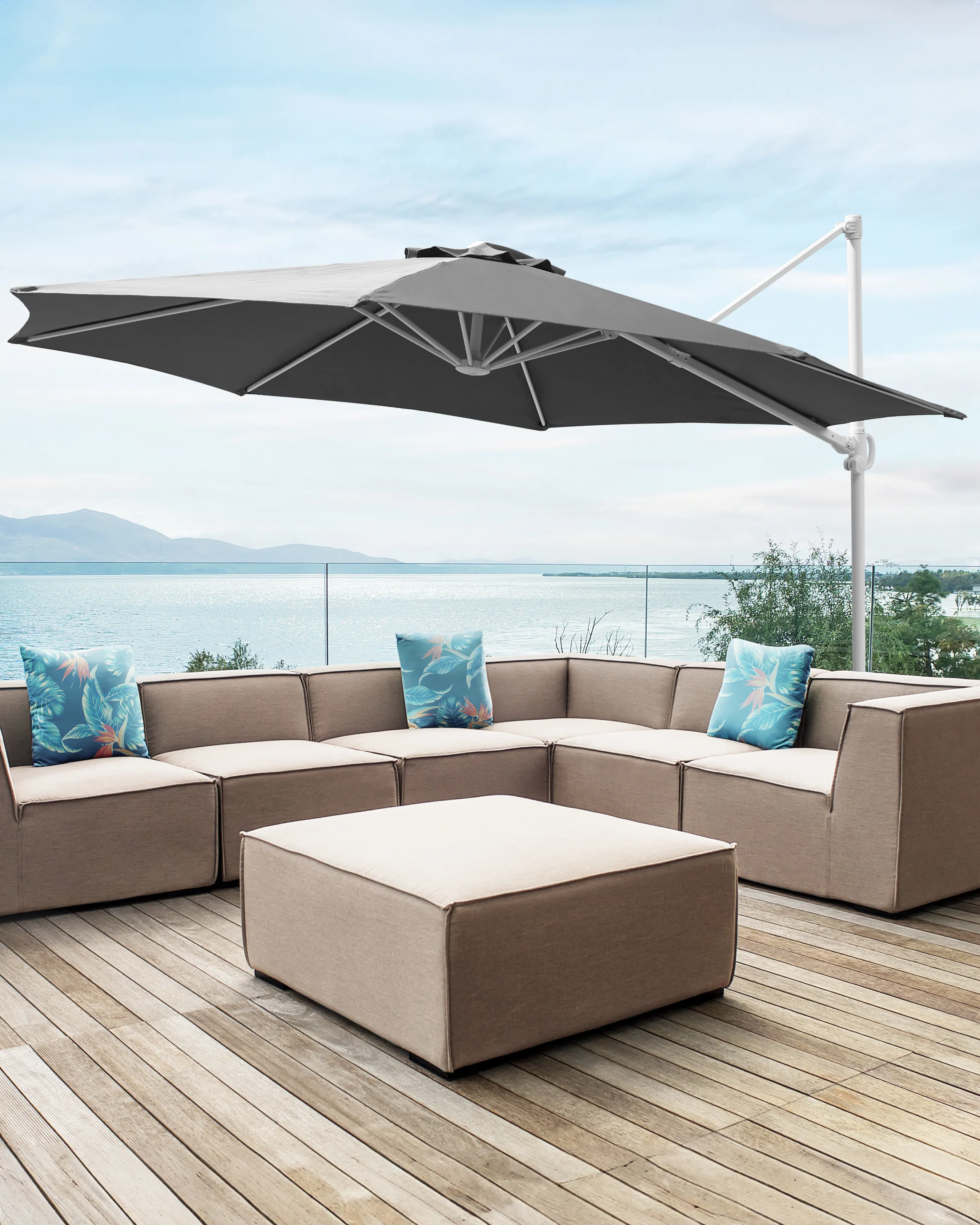 Zweefparasol 295 cm SAVONA II Donkergrijs