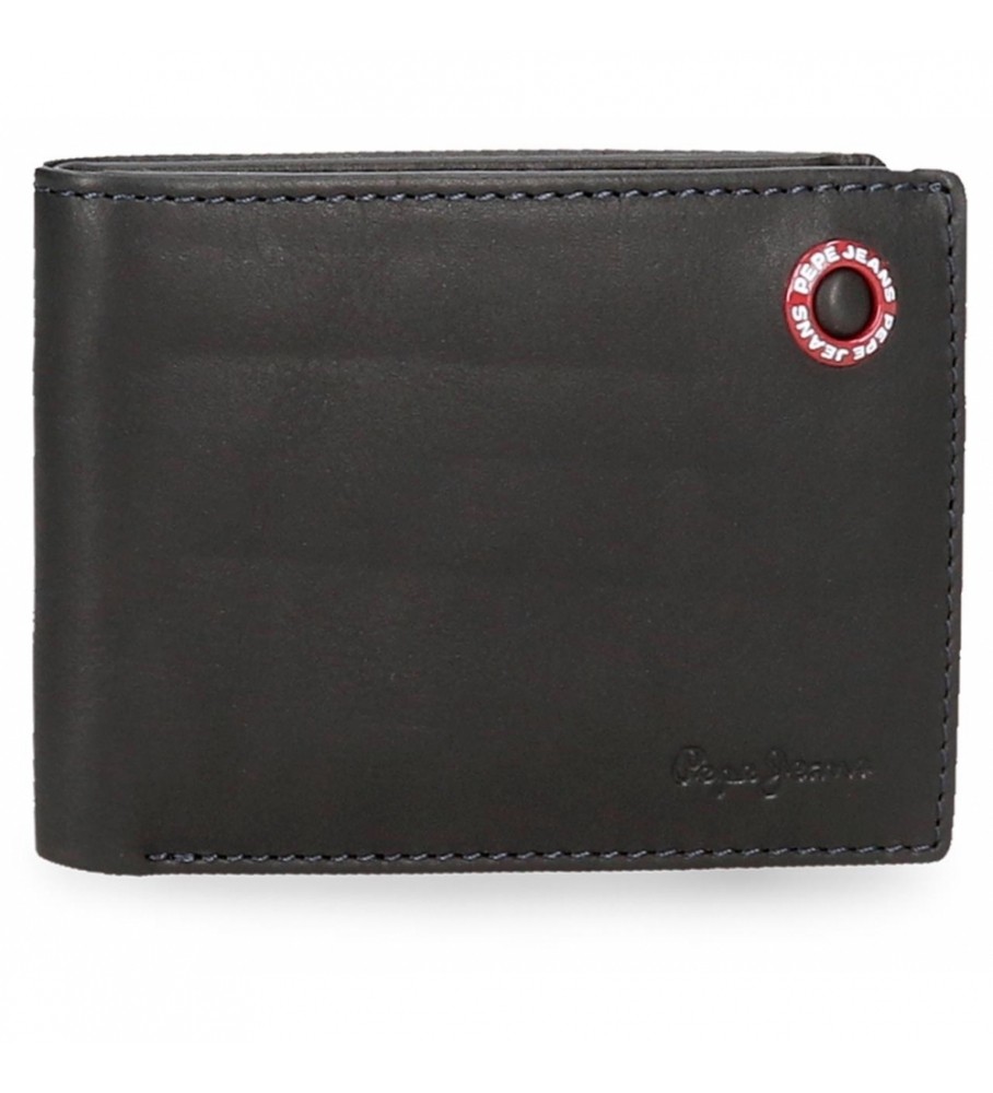 Carteira de couro marrom com emblema da Pepe Jeans - 11x8x1cm -