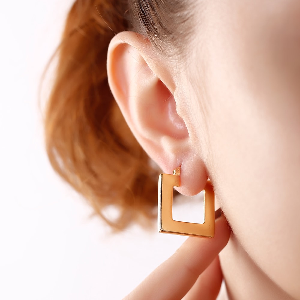 Boucles d'oreilles carrées - Laiton plaqué or