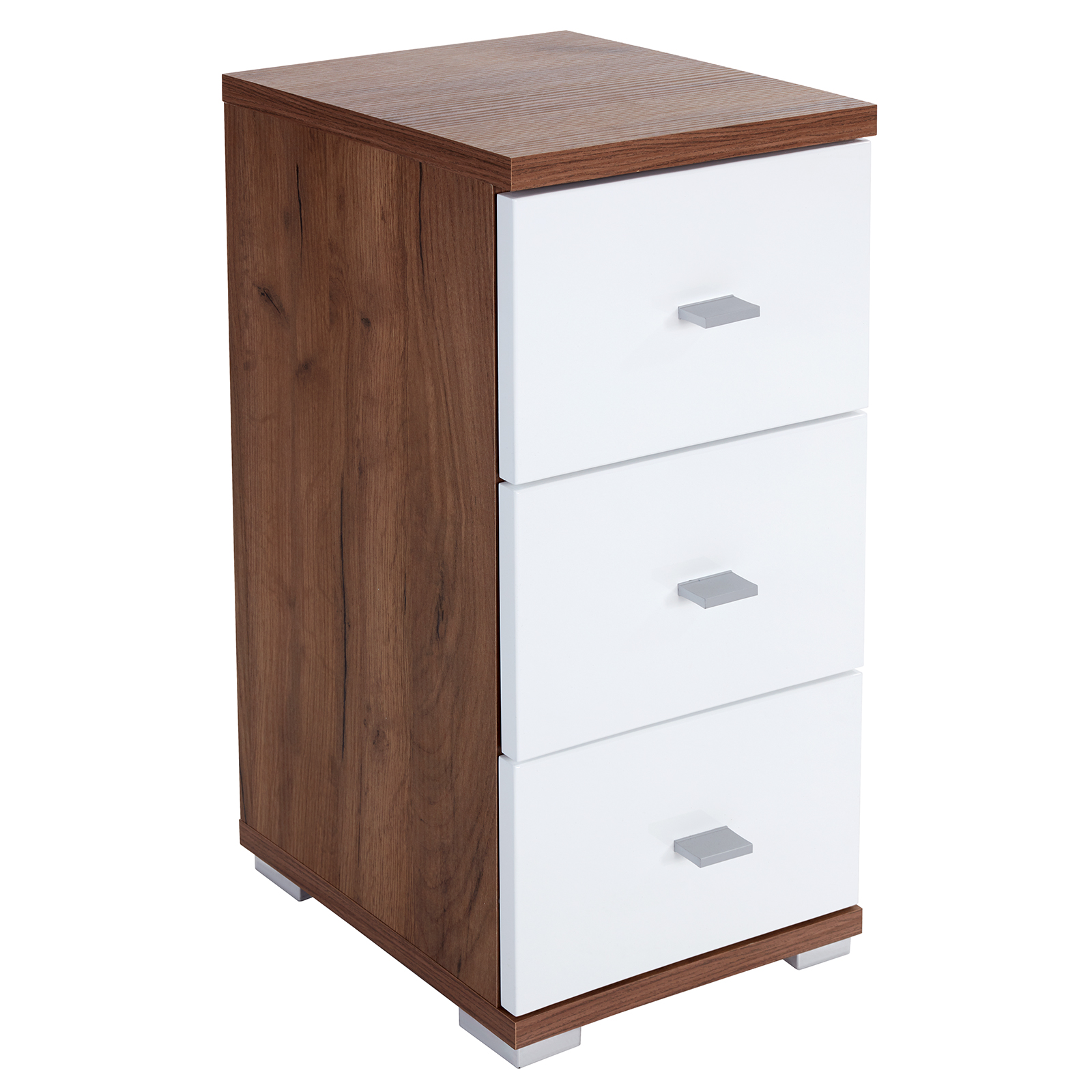 Unterschrank - Eiche Kraft dunkel-weiß Hochglanz - 35 cm