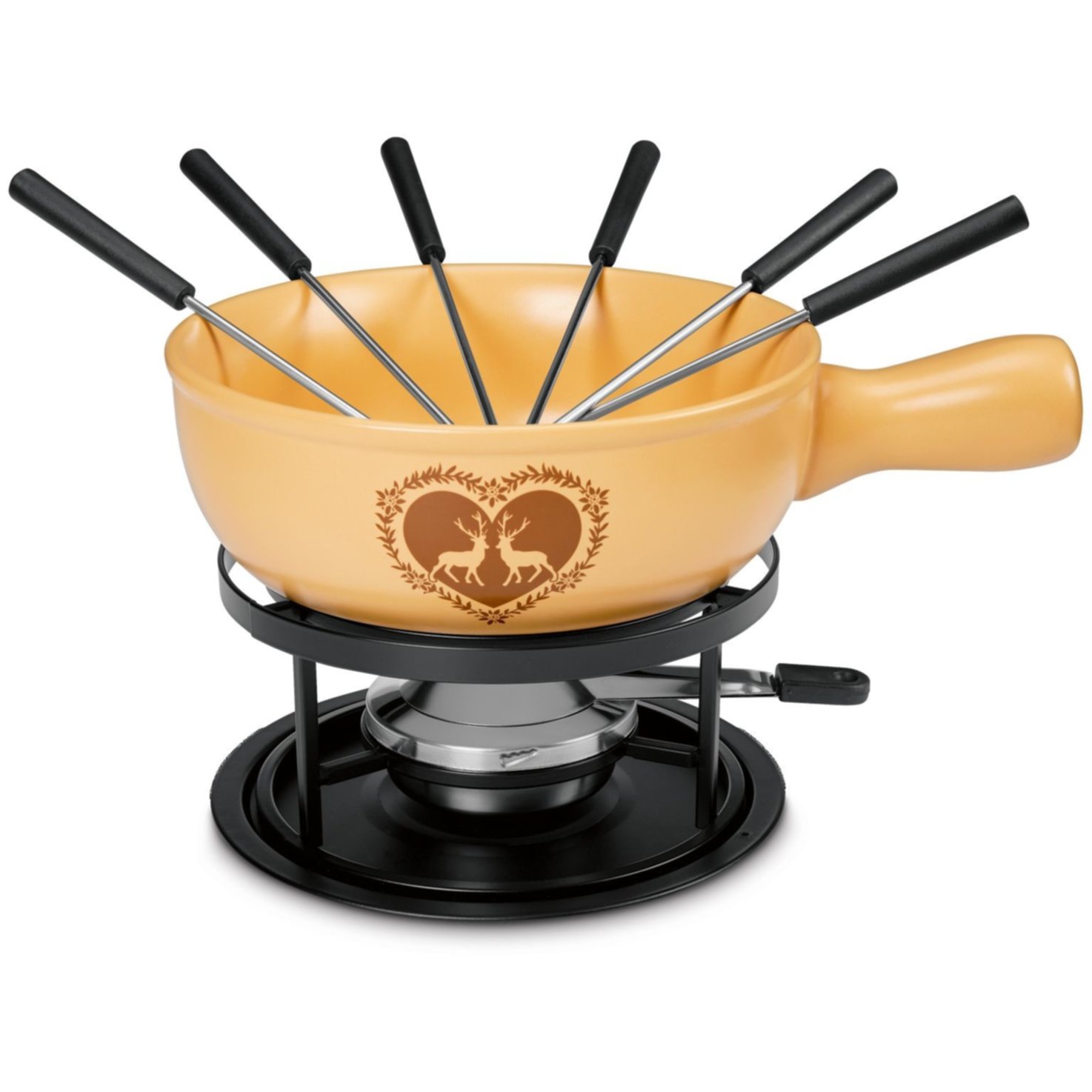 Käsefondue-Set Herz mit Hirsch 9-teilig