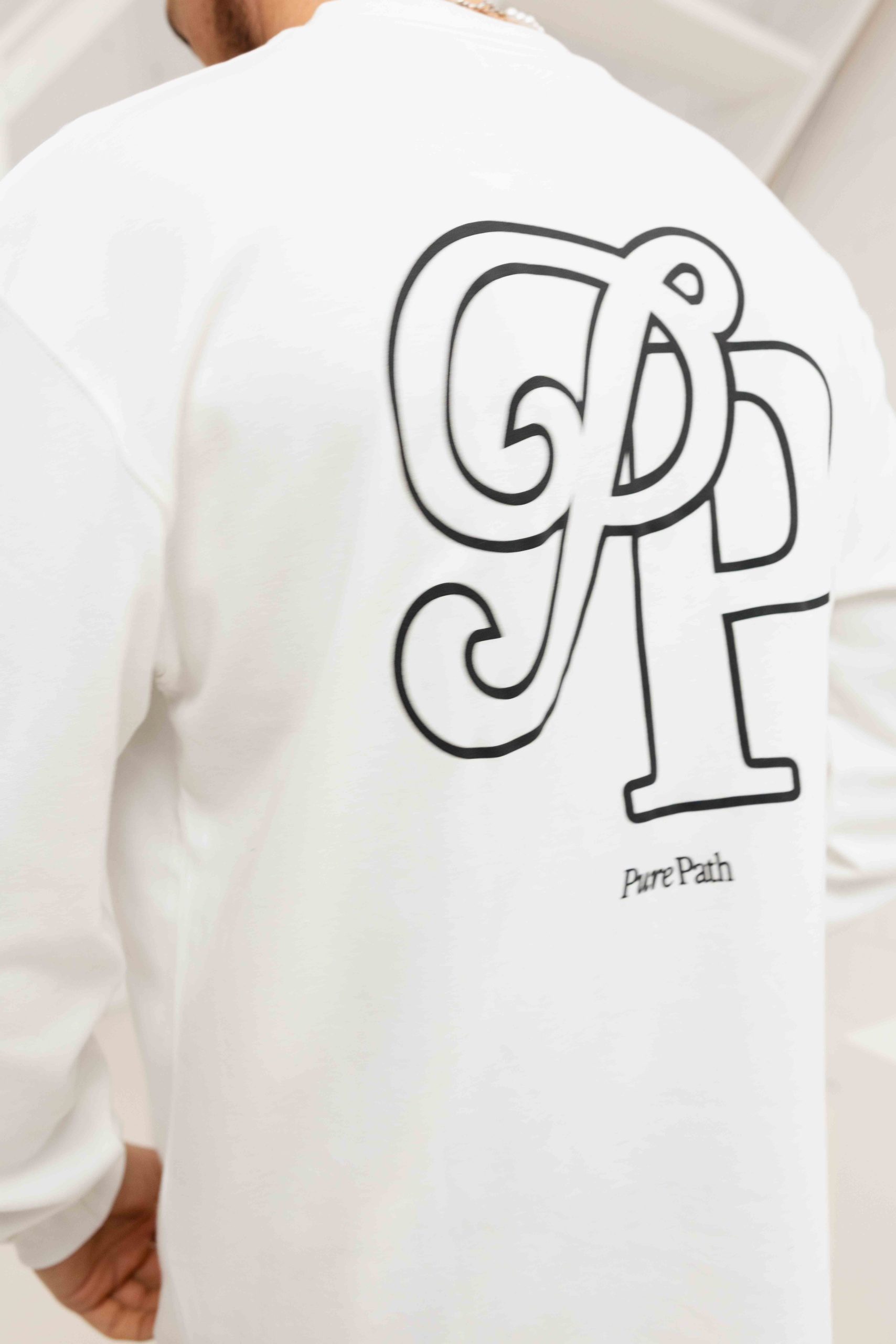 Pure Path Initial Longsleeve T-Shirt Heren Gebroken Wit