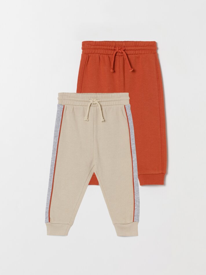 Conjunto com 2 calças de fleece combinando - Caramelo