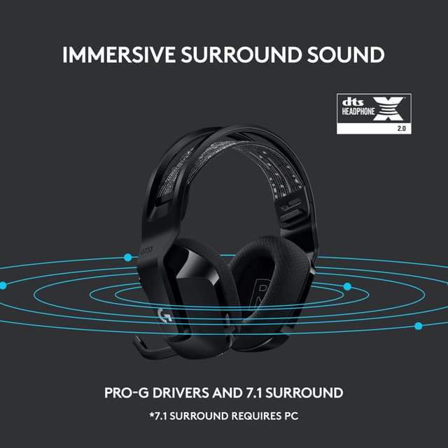 Logitech G733 Lightspeed RGB gaming headset (sort)