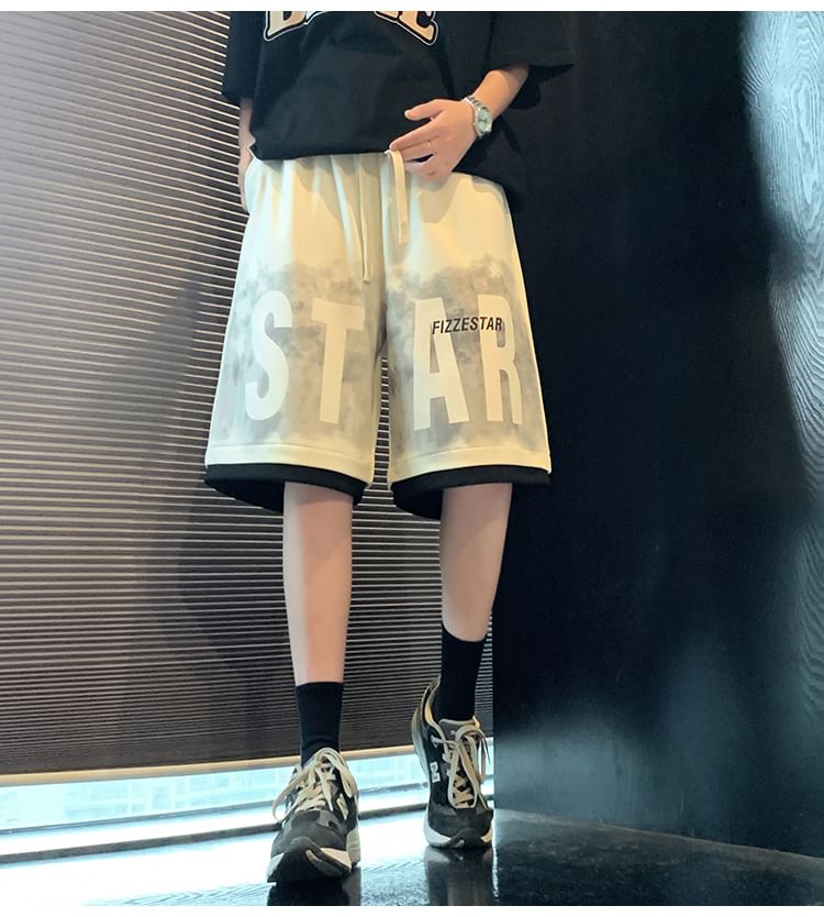 Diphon - Sweatshorts met trekkoord in de taille en tekstprint