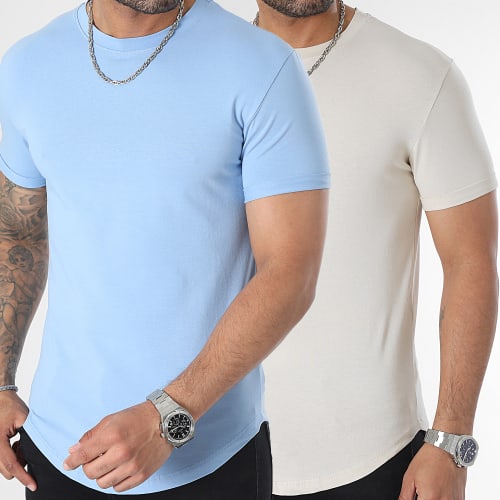 Lot De 2 Tee Shirts Oversize 1070521 Bleu Clair Beige