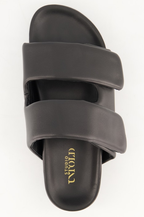 Leder-Pantolette, echtes Leder, breite Riemen, Weite H