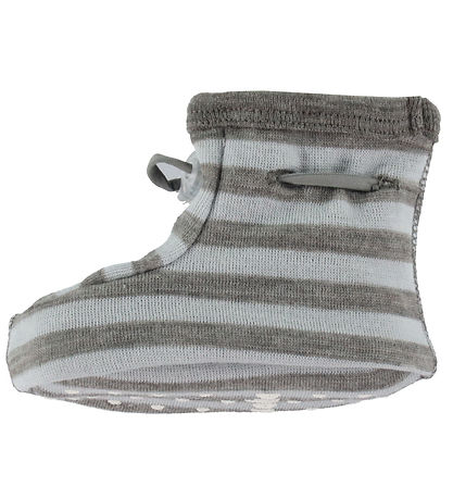Joha Krabbelschuhe - Merinowolle - Mint/Braun Melange