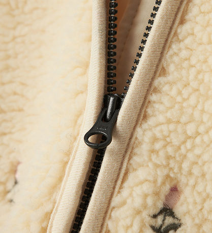 Lil' Atelier Fleecejacke - NbfNalo - Bleached Sand m. Blumen
