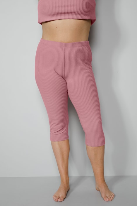 3/4-Leggings, Tight Fit, Rippjersey, Elastikbund