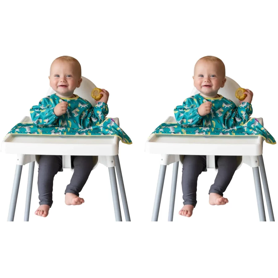 TidyTot Lätzchen Tidy Tot Cover & Catch Langarm Lätzchen Doppelpack 2 x Tanzende Zebras