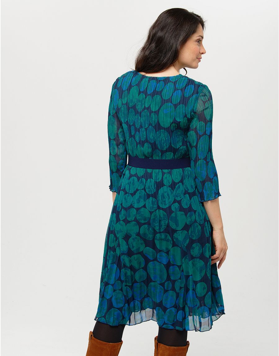 Robe plissée imprimé vert