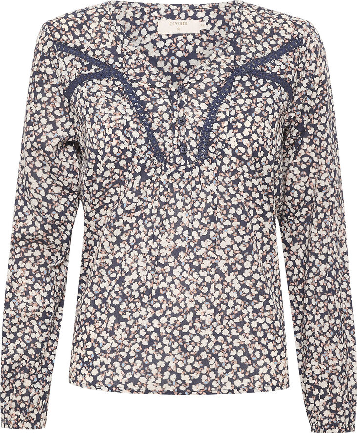Cream CRBetri Blouse Small poppy flower navy