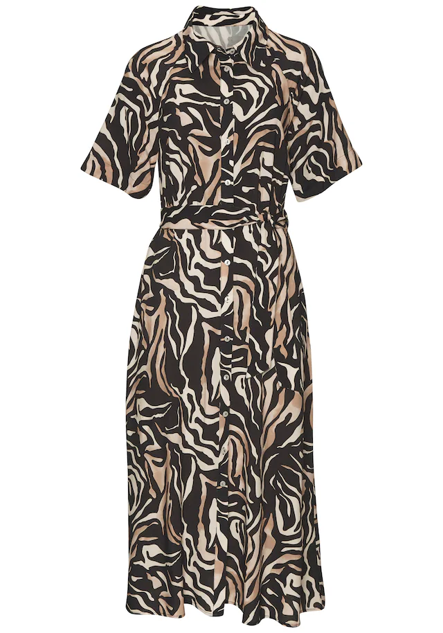 Vivance Hemdblusenkleid mit Bindegürtel,  Ohne Taschen kleiner Blusenkragen und Sommerlicher Alloverduck