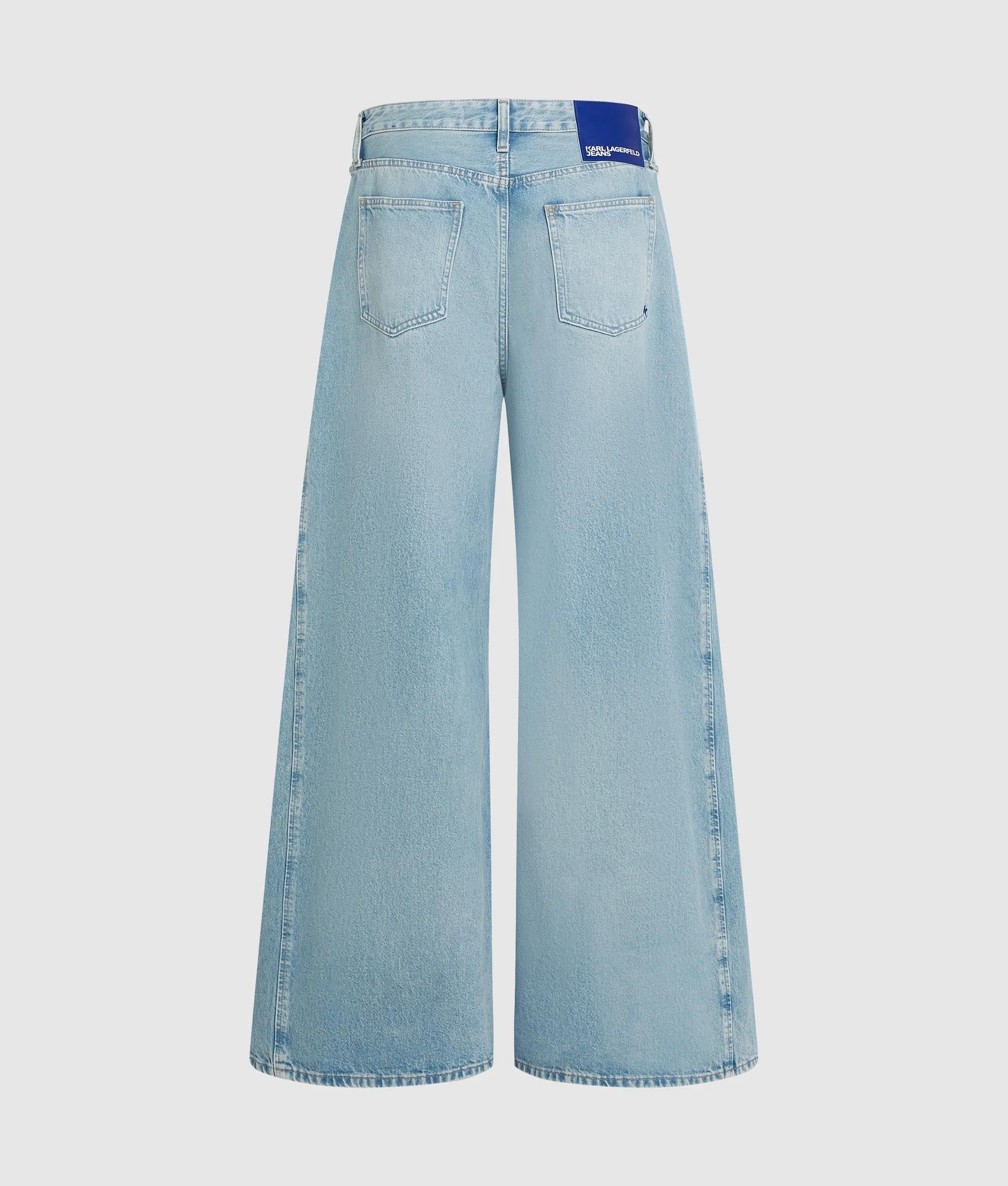 Laag model jeans met wijde pijpen en panelen