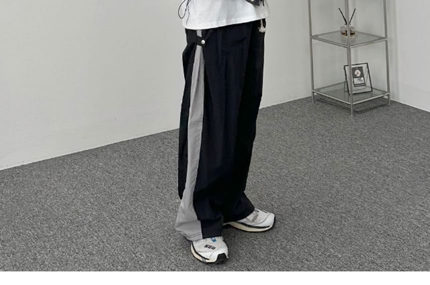 SeoulPop - Unisex fleece-gevoerde tweekleurige ballonbroek met trekkoord in de taille