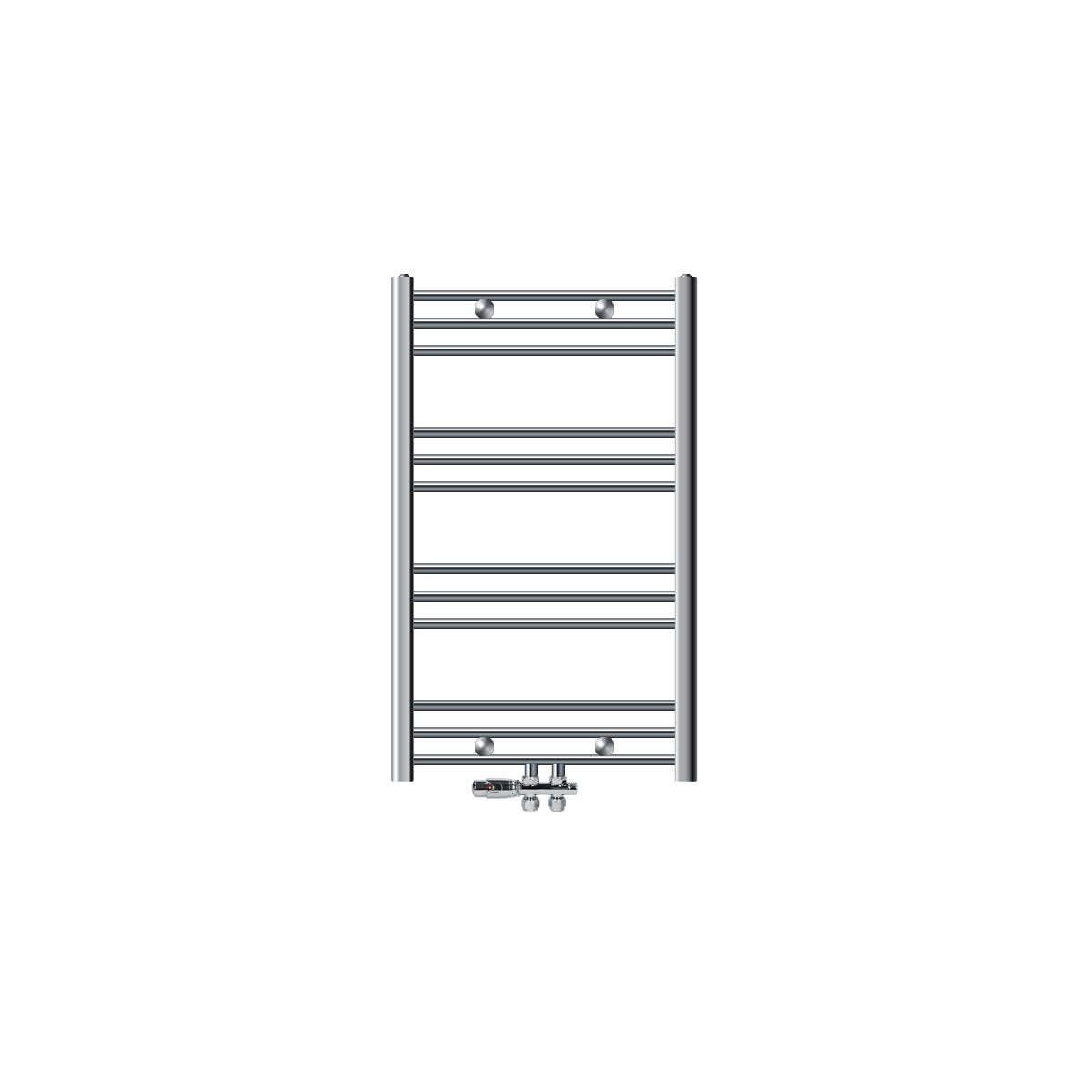 ECD Germany Badkamerradiator, Middenaansluiting, 600 x 800 mm, Chroom Gebogen, met Thermostaat en Aansluitset, Vloermodel, Chroom - Radiator, Verwarming, Handdoekwarmer, Handdoekdroger, Handdoekradiator