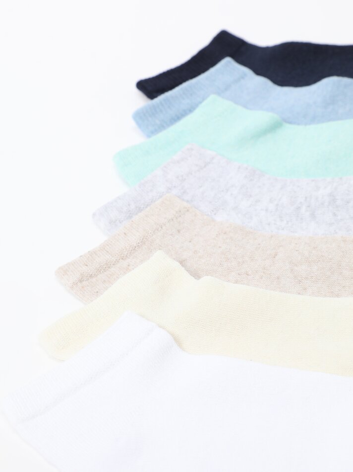 Pacote com 7 pares de meias curtas em cores básicas - Azul Claro