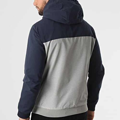 Veste Zippée Capuche Tricolore Rush Blocking Bleu Marine Gris Chiné