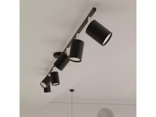 Lustres Lemmi moderne en acier - 6 sources lumineuses - L.77 x H.125 cm - noir