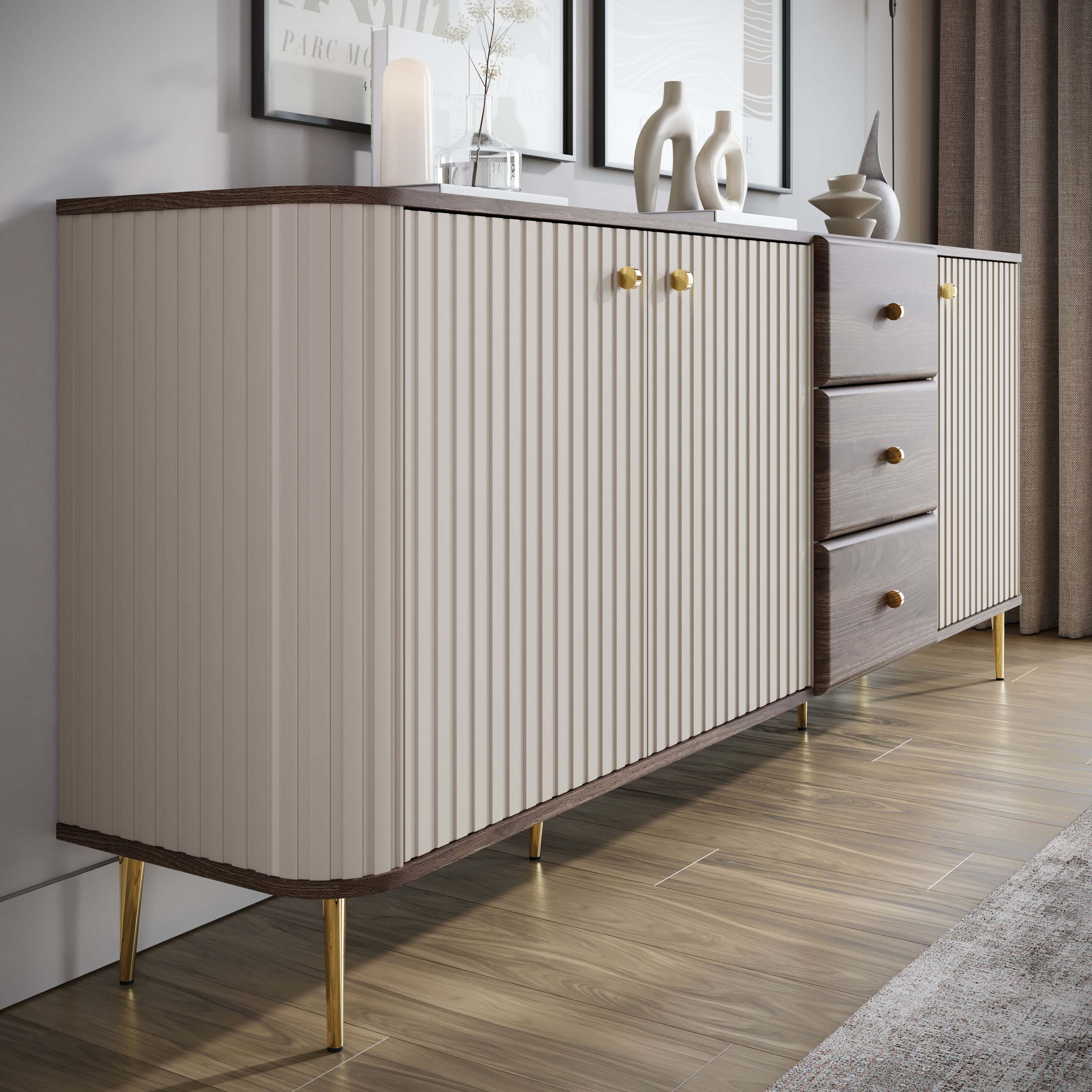Meubella - Dressoir Concorde - Beige - 200 cm