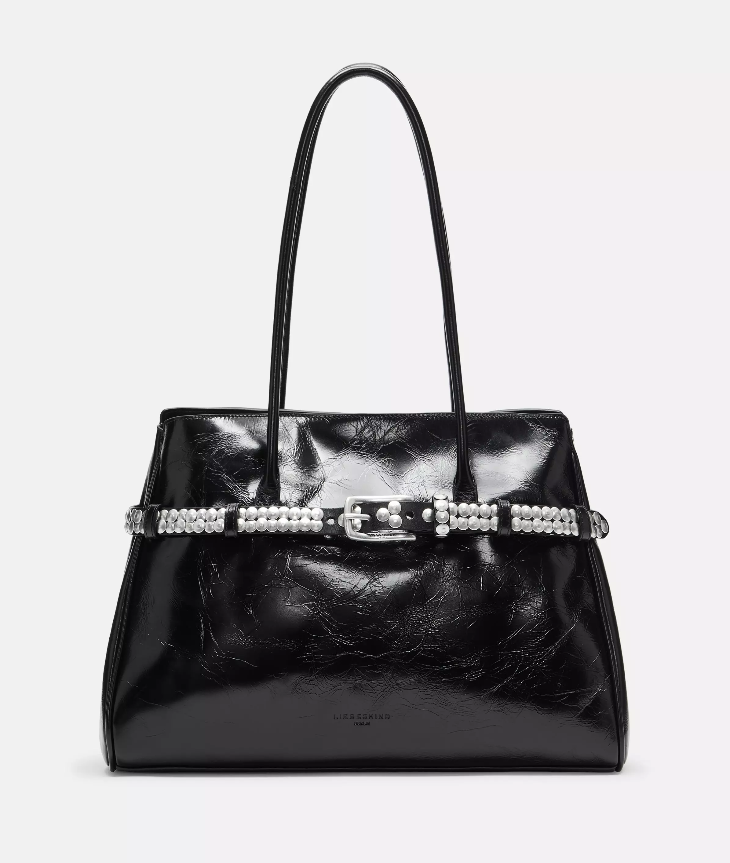 Nori Satchel L Large cowhide leather bag with glossy finish