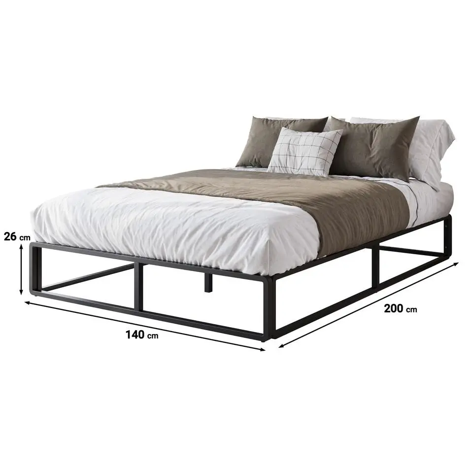Meubella - Tweepersoonsbed Andrea - Zwart - 140x200 cm